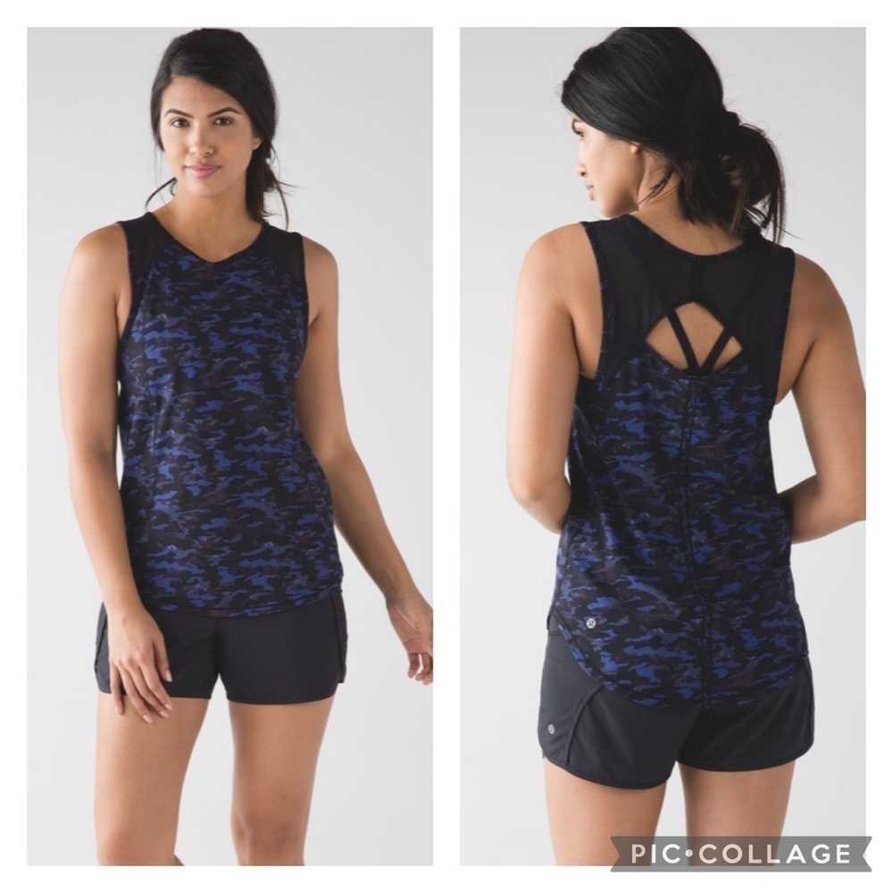 Lululemon Sculpt Tank Mini Hounds Camo Emperor Blue Black / Black